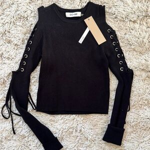DO+BE Black Cold Shoulder Sweater